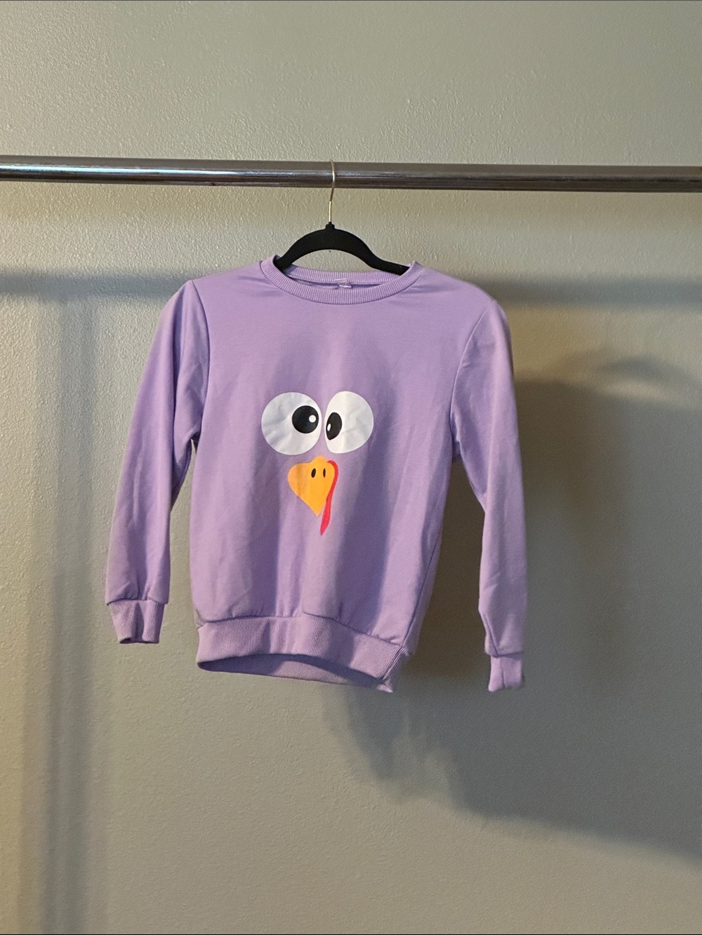 Source Unknown Lilac Kids Sweatshirt with Cartoon Bird Face